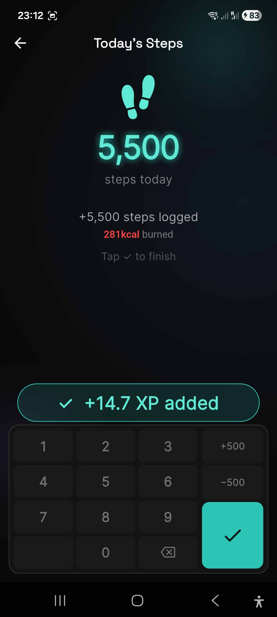 XP level progress and level up