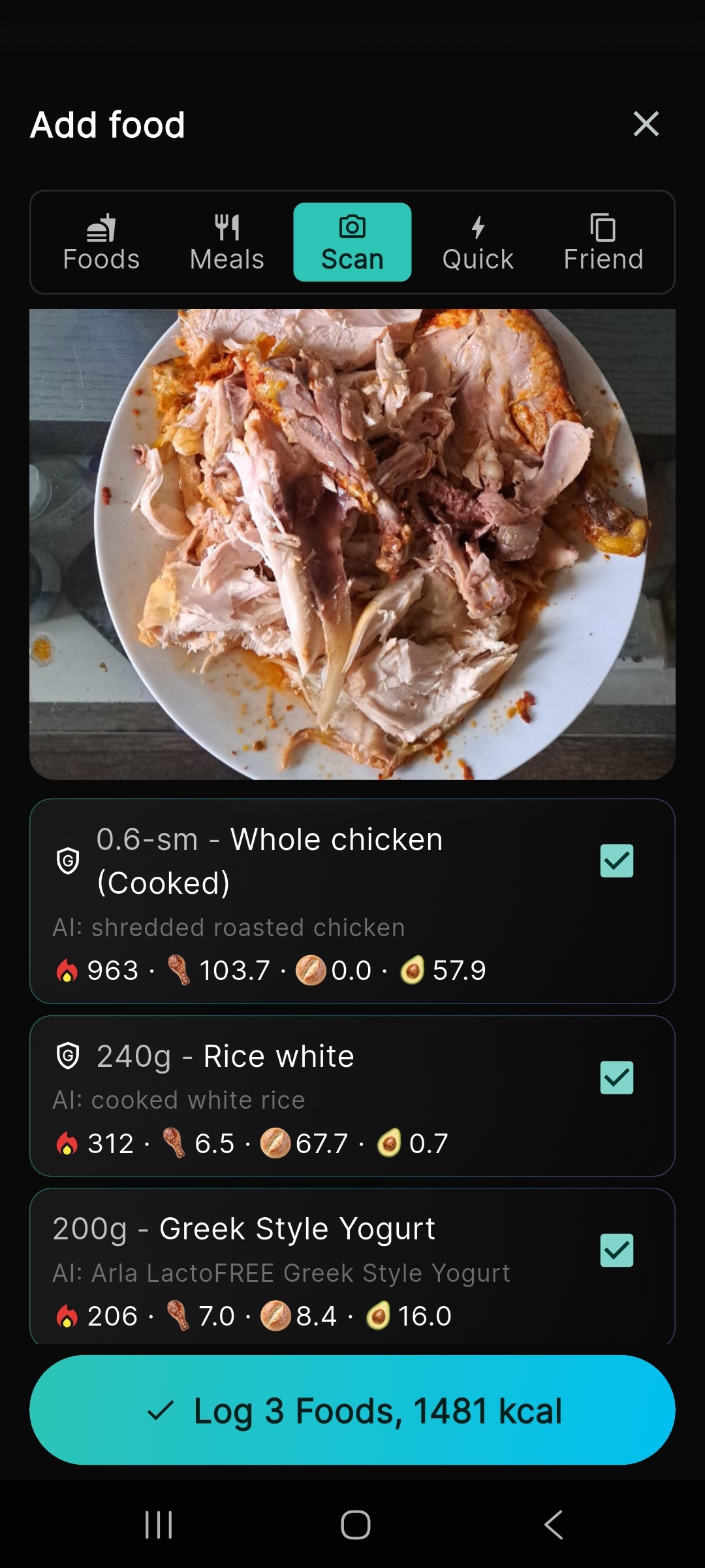 Meal scan